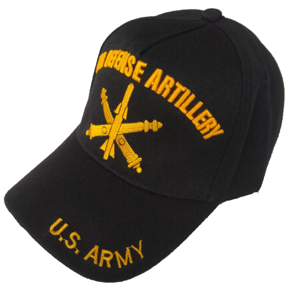 Air Defense Artillery, U.S. Army on bill, black hat