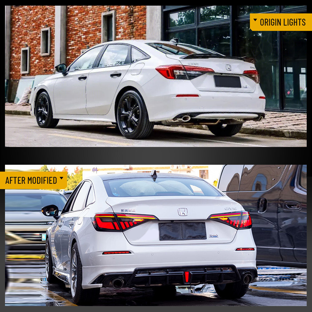 V2 Demon Eye Tail Lights for Honda Civic Sedan 2022-2025 11th Gen Smoked/White