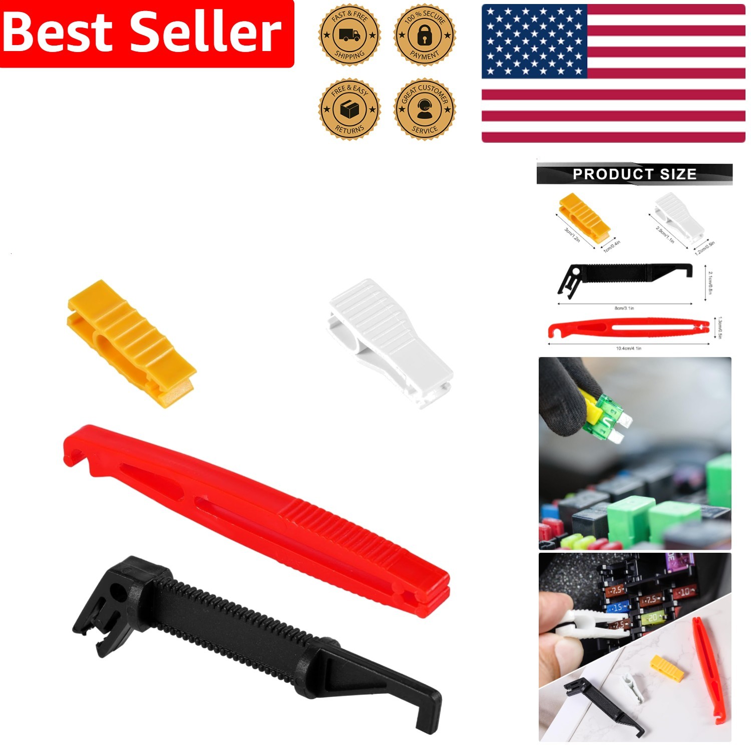 4PC Fuse Puller Set Multi-Size Automotive Car Truck Motorcycle Fuse Extractor...
