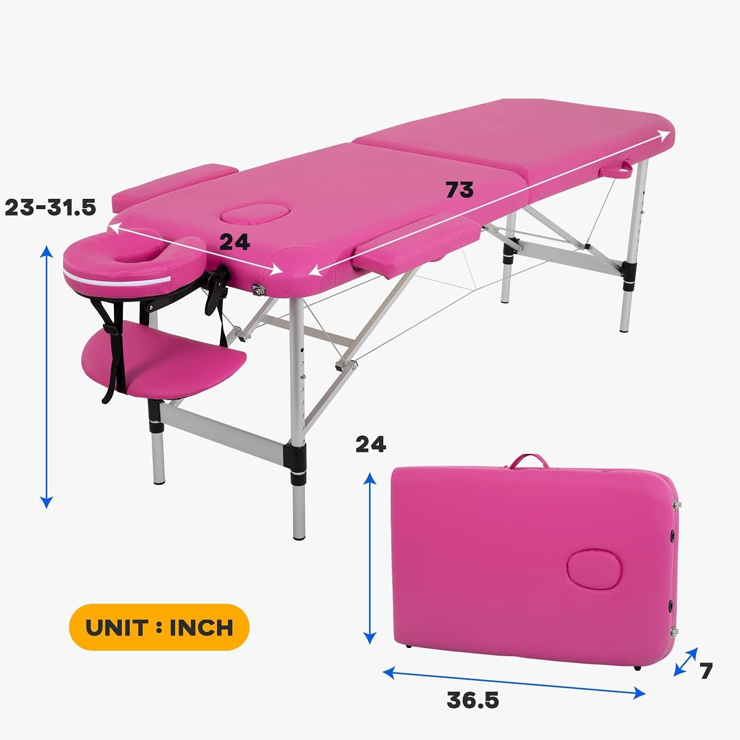 Portable Aluminium Massage Table 24" Wide - Height Adjustable & Lightweight