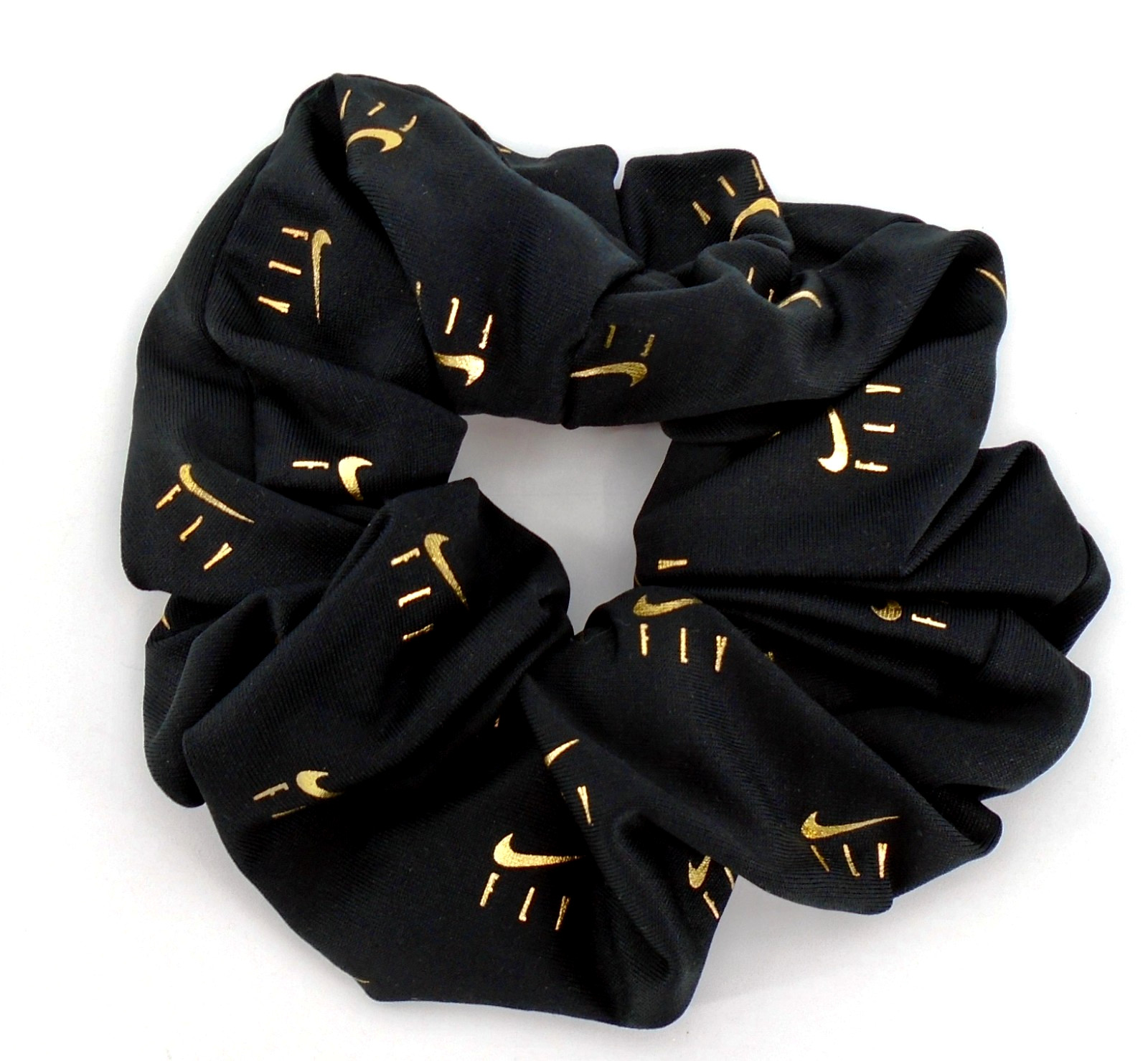 Nike Gathered Hair Tie Ponytail Holder Youth Large All Over Print Black/Gold
