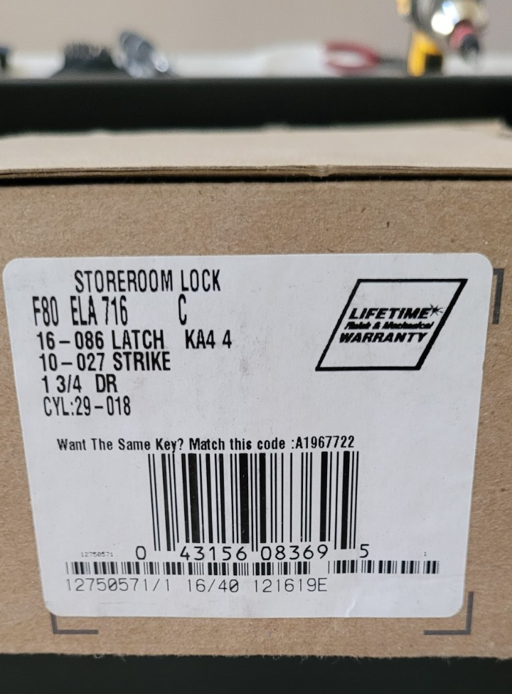 Schlage Elan Storeroom Function Keyed Entry Door Lock Handle Aged Bronze NOS
