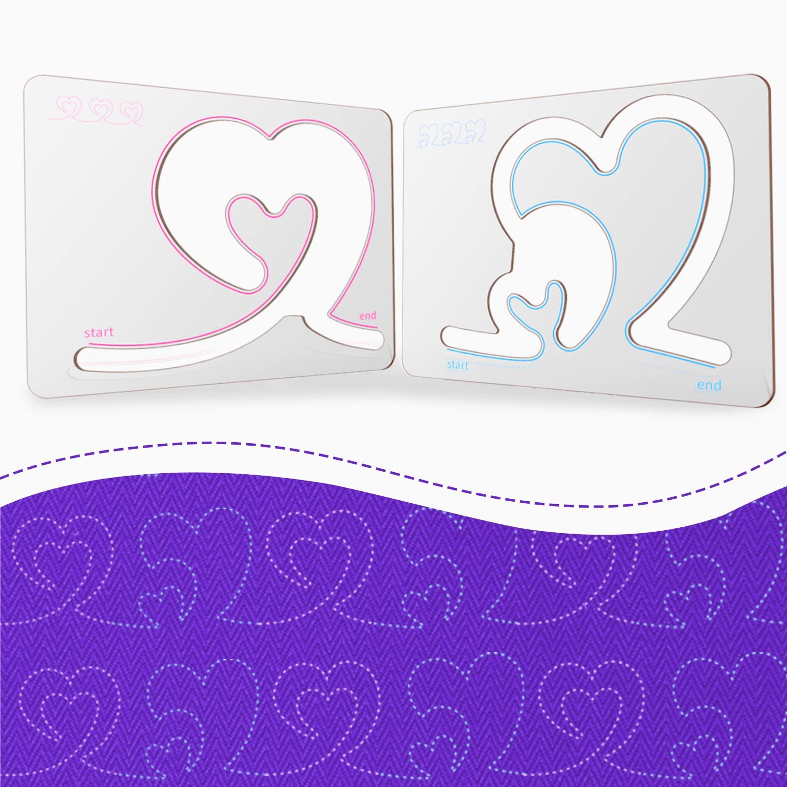 Heart Shaped Free Motion Quilting Templates for Machine Quilting Design A&B