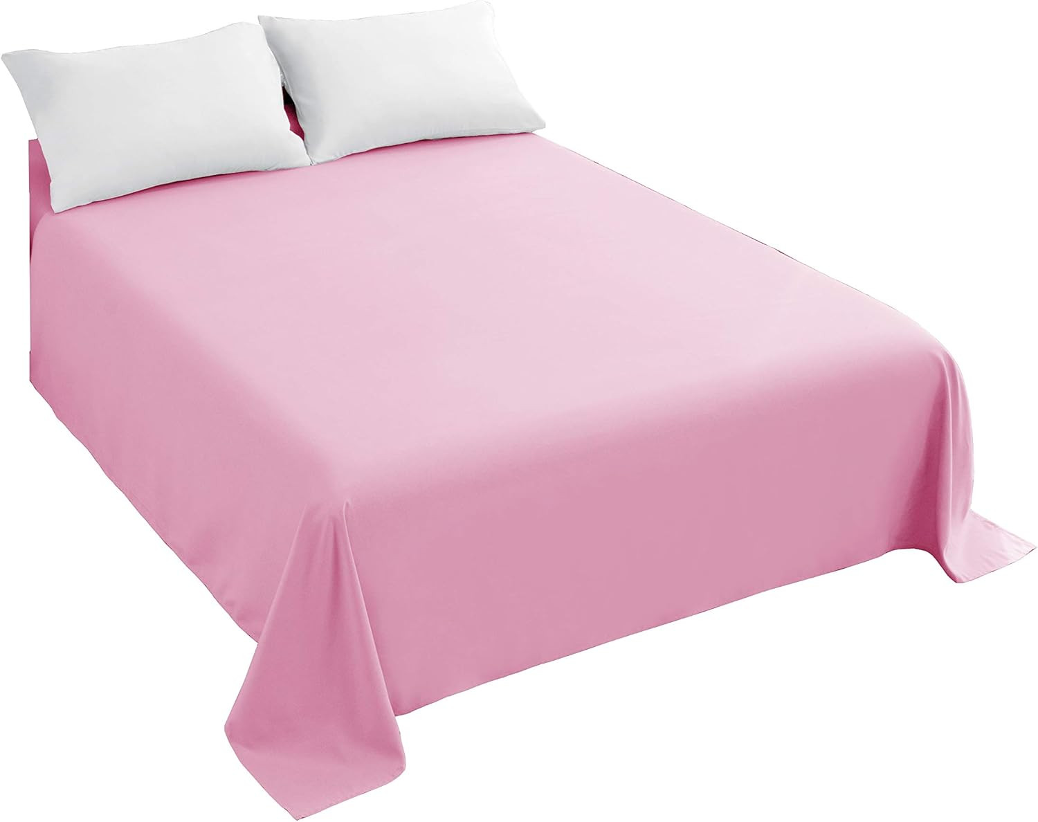 Bedding Flat Sheet, Twin Pink Top Sheet for Mattress
