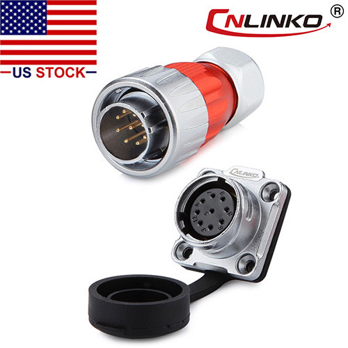 9 Pin Power Signal Connector Male Plug & Female Socket Waterproof IP67 Metal