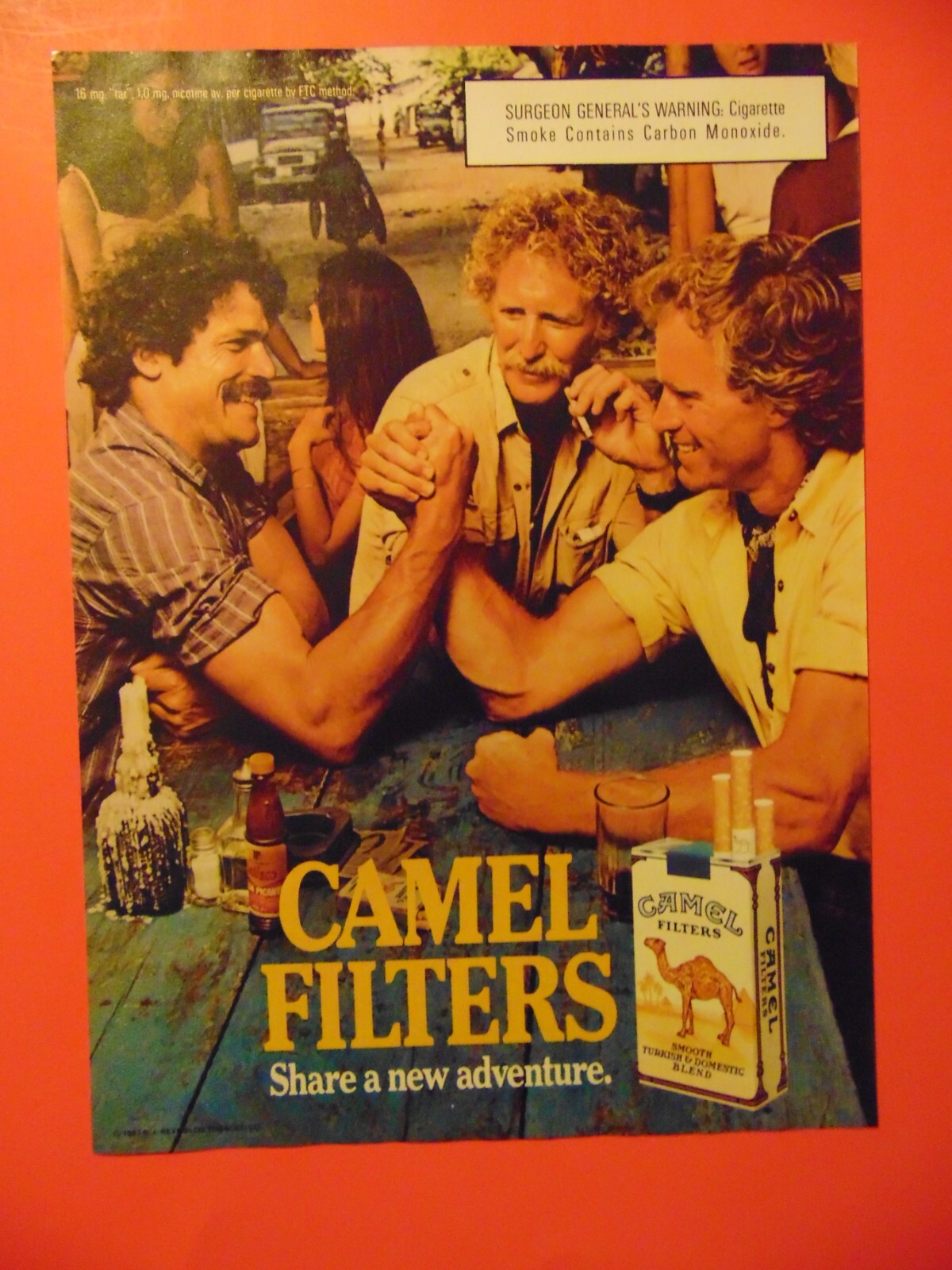 1987 CAMEL FILTER CIGARETTES Men Arm Wrestle photo art print ad