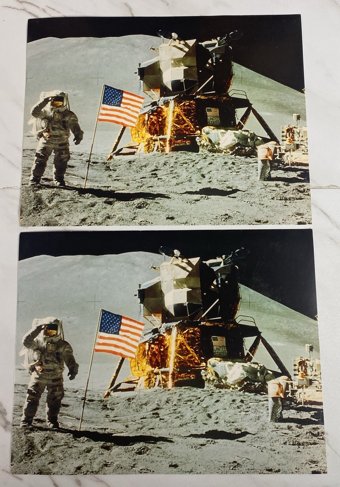 Vintage Grumman Apollo Lunar Module Photo / Fact Sheet 11" x 8.5" - Lot of 2
