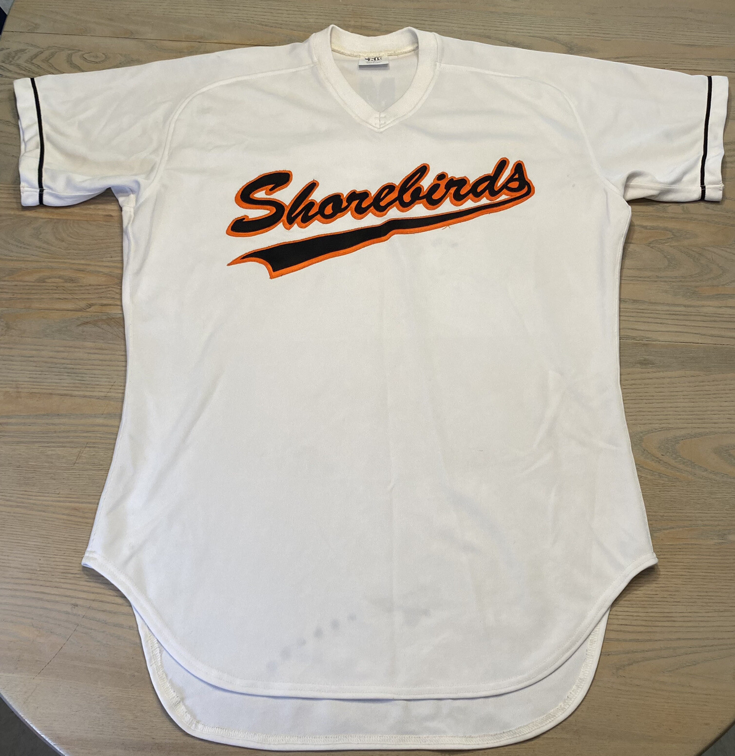 Delmarva Shorebirds White Jersey Mens Size L V-Neck Pullover Timmons Made In USA