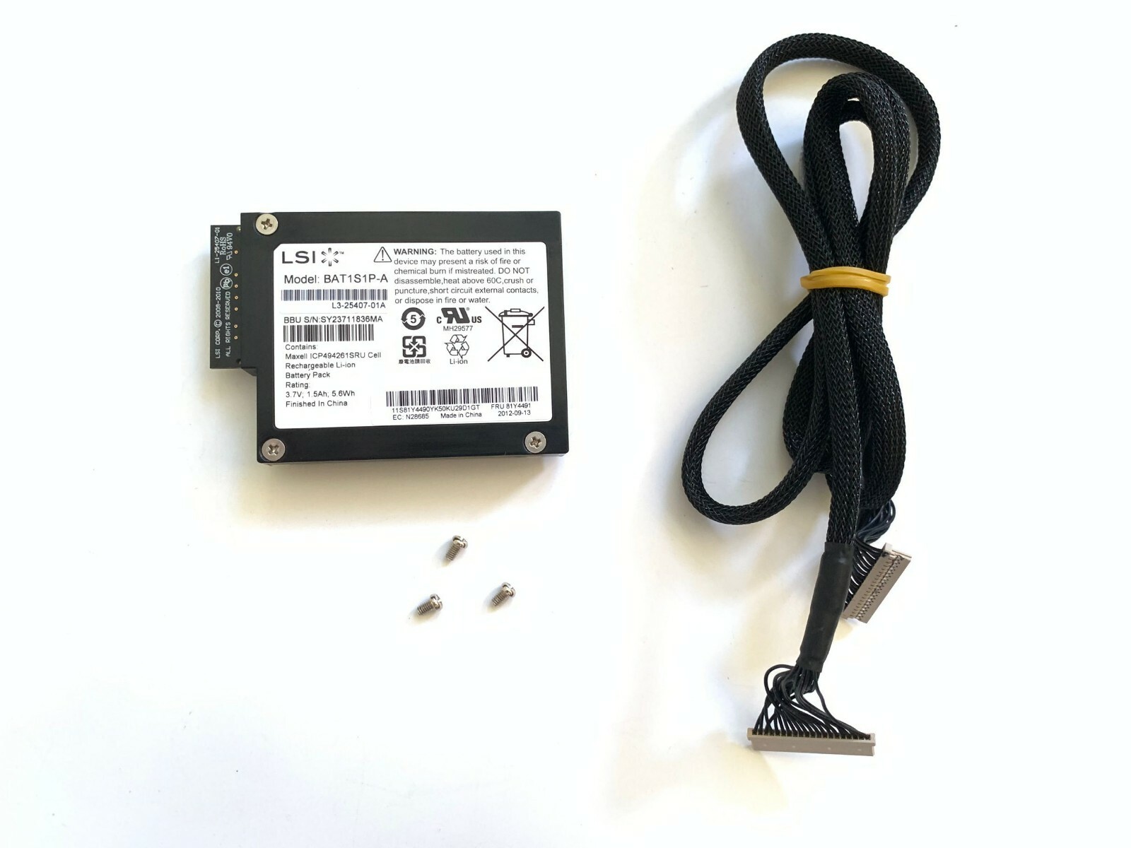 IBM ServeRAID M5100 Battery Kit 81Y4491 81Y4508 81Y4588 IBBU09 BAT1S1P-A + Cable