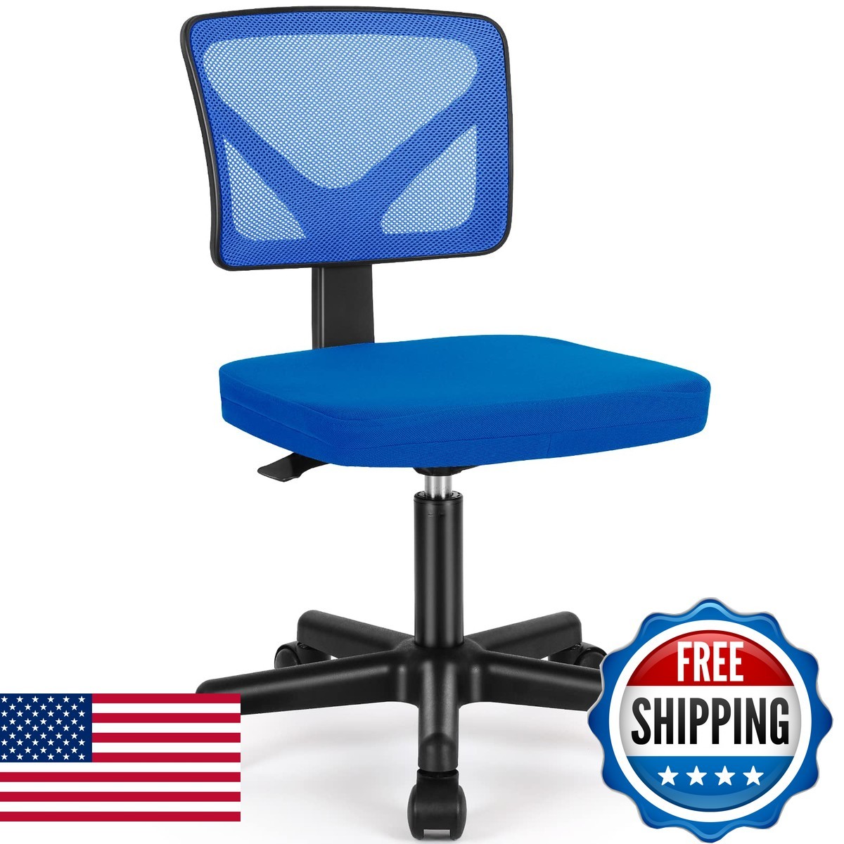Sweetcrispy C-2077-BU Ergonomic Low-Back Mesh Swivel Chair with Wheels