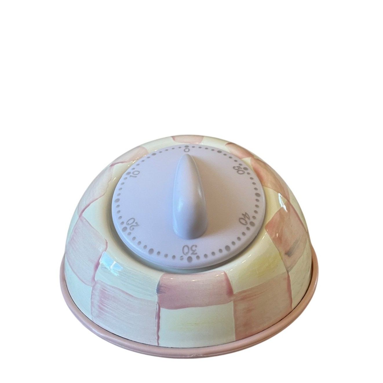 Mackenzie-Childs Rosy Check Kitchen Timer Pink & White NEW