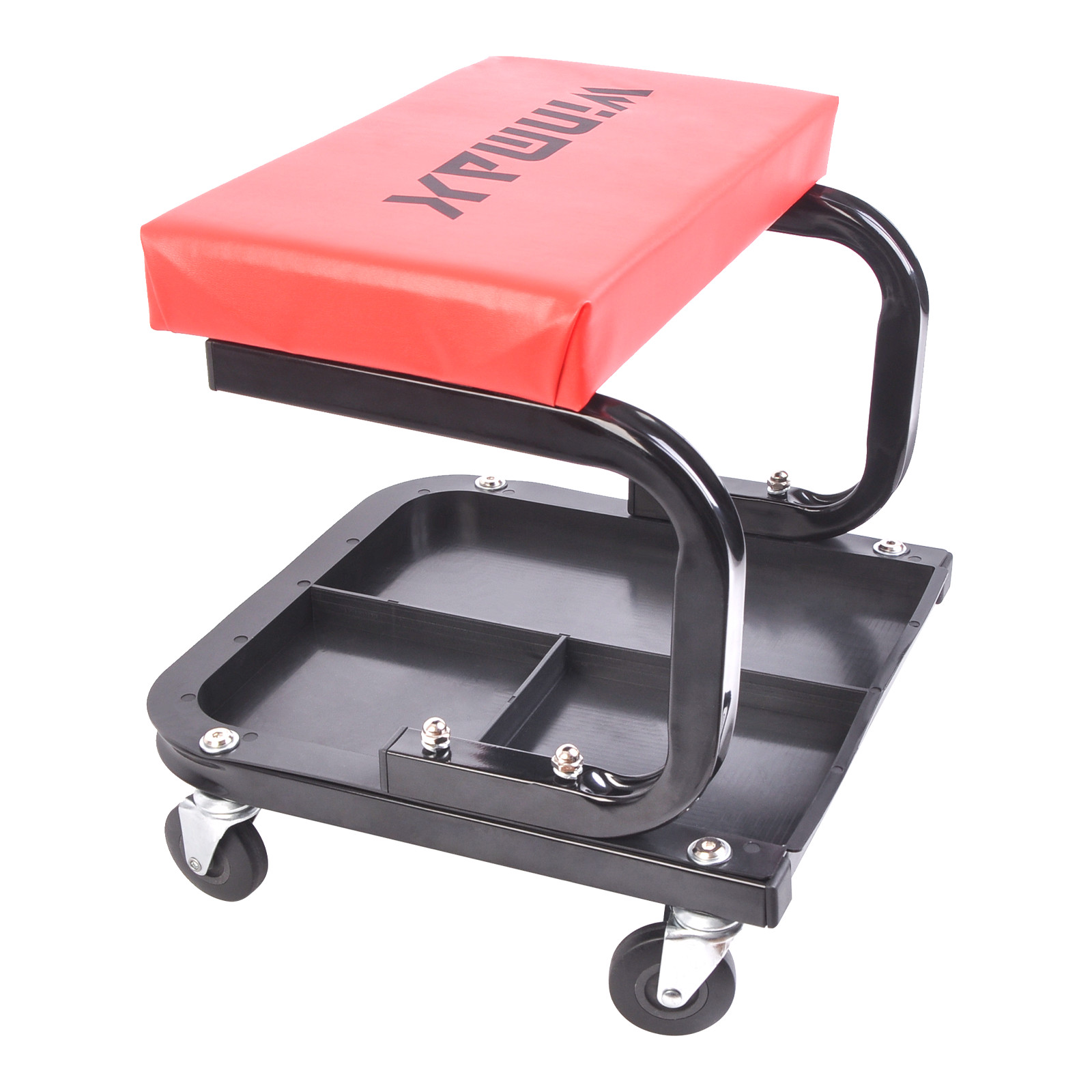 Padded Rolling Creeper Garage Mechanics Roller Seat Stool Chair with Tool Tray