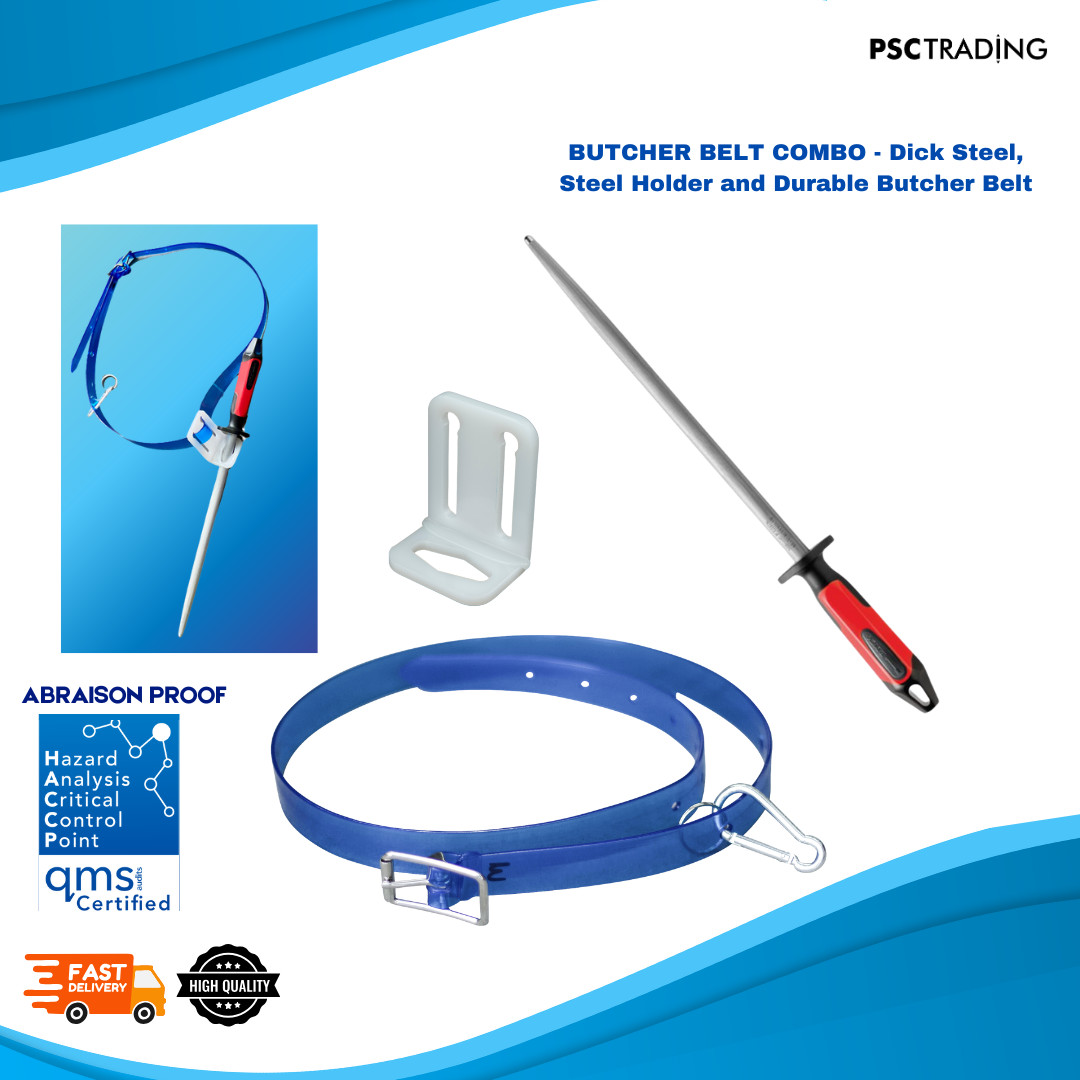 BUTCHER BELT COMBO - Dick Steel, Steel Holder and Durable Butcher Belt