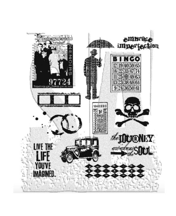 Tim Holtz Stampers Anonymous "MINI MUSE" Red Rubber Cling Stamp Set
