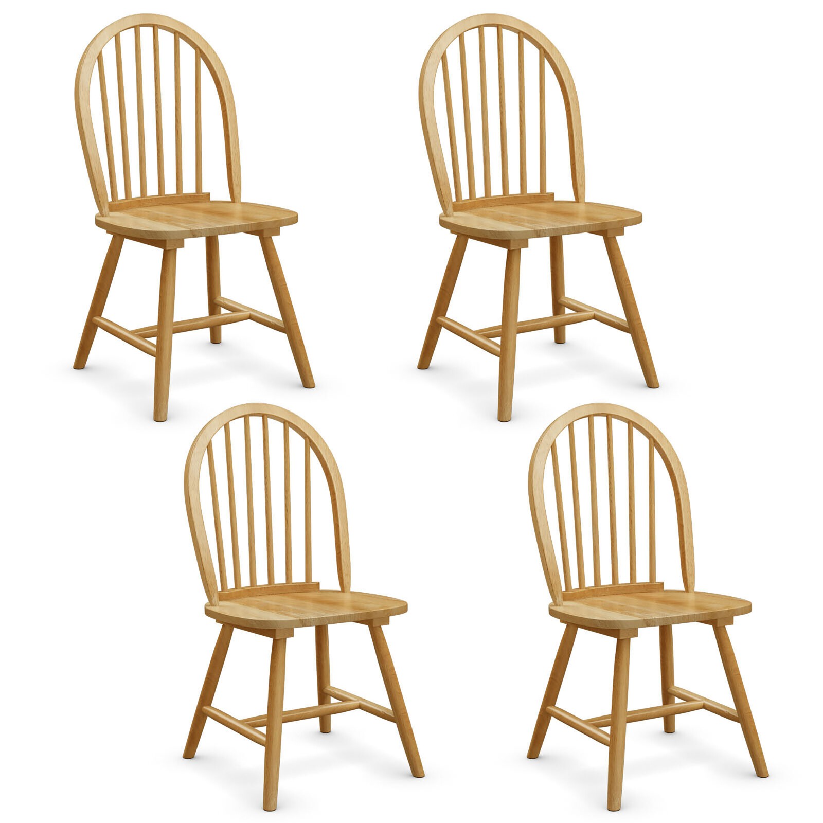 5 PCS Wooden Dining Table Set 48" Rectangular Kitchen Table & 4 Windsor Chairs