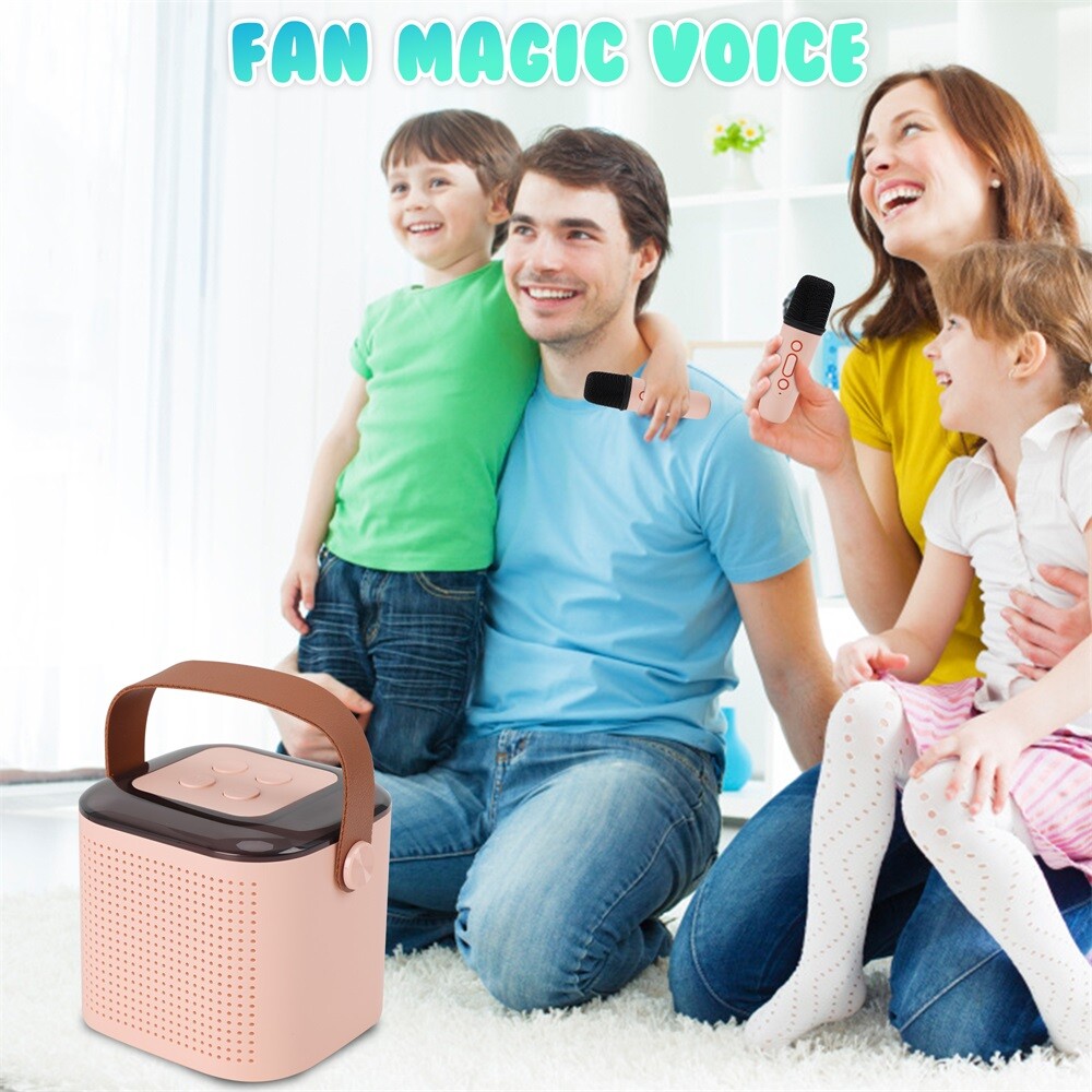 Bluetooth Portable Karaoke Machine Speaker Kids 2 Microphones