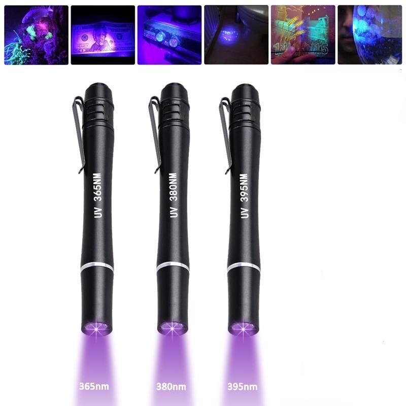 365/380/395 Portable Mini UV Pen Light LED Penlight with Clip Money Detect