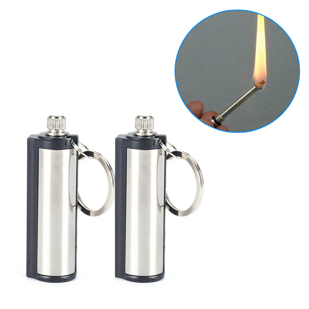 2x Permanent Match Keychain Emergency Lighter Outdoor Survival Tool Water-proof