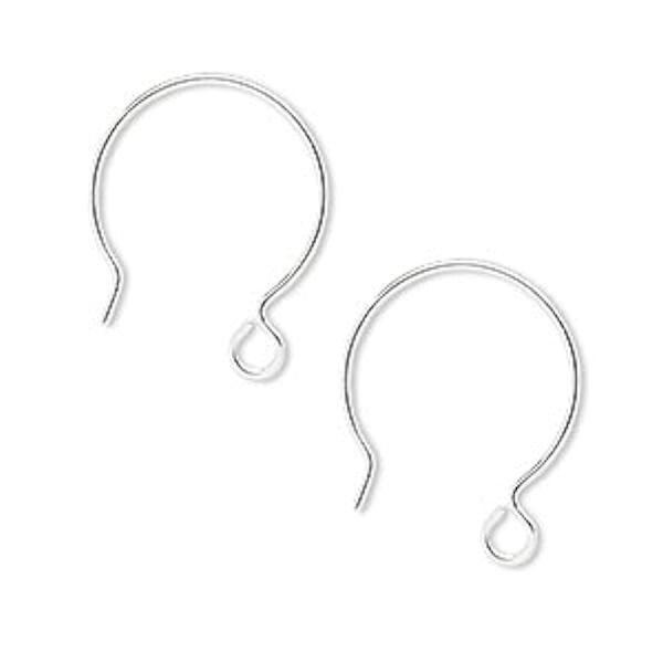 Ear Wire, 2 Pair Sterling Silver 21 Gauge 20mm French Hoops with Open Loop
