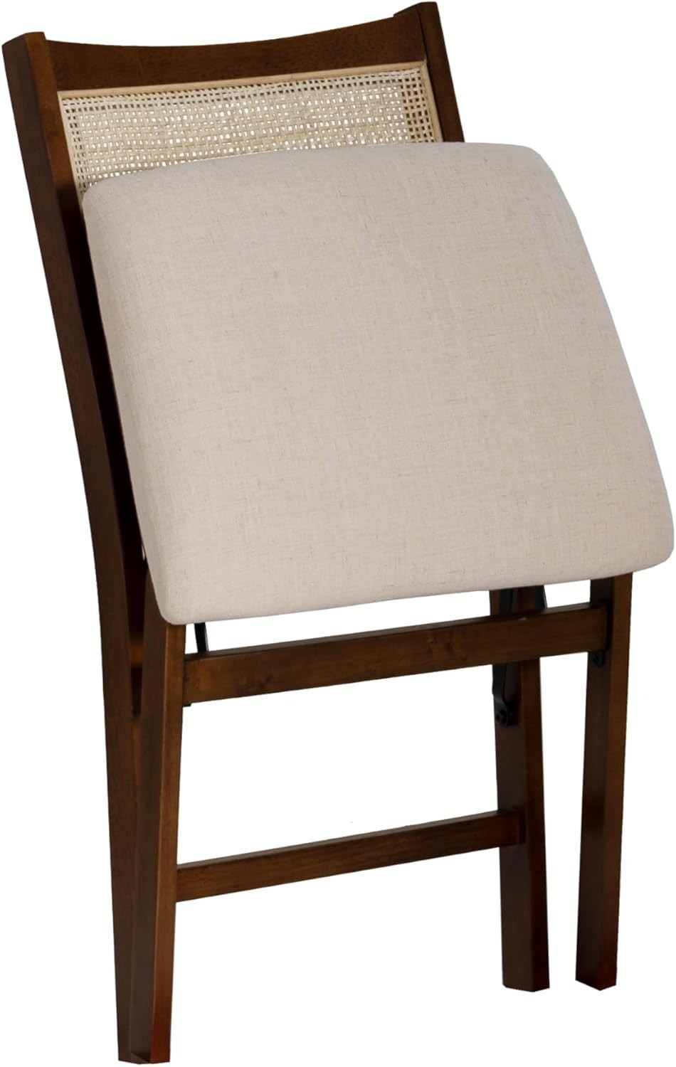 Stylish Brown Rattan Cane Foldable Wooden Dining Side Chair - Fully Assembled