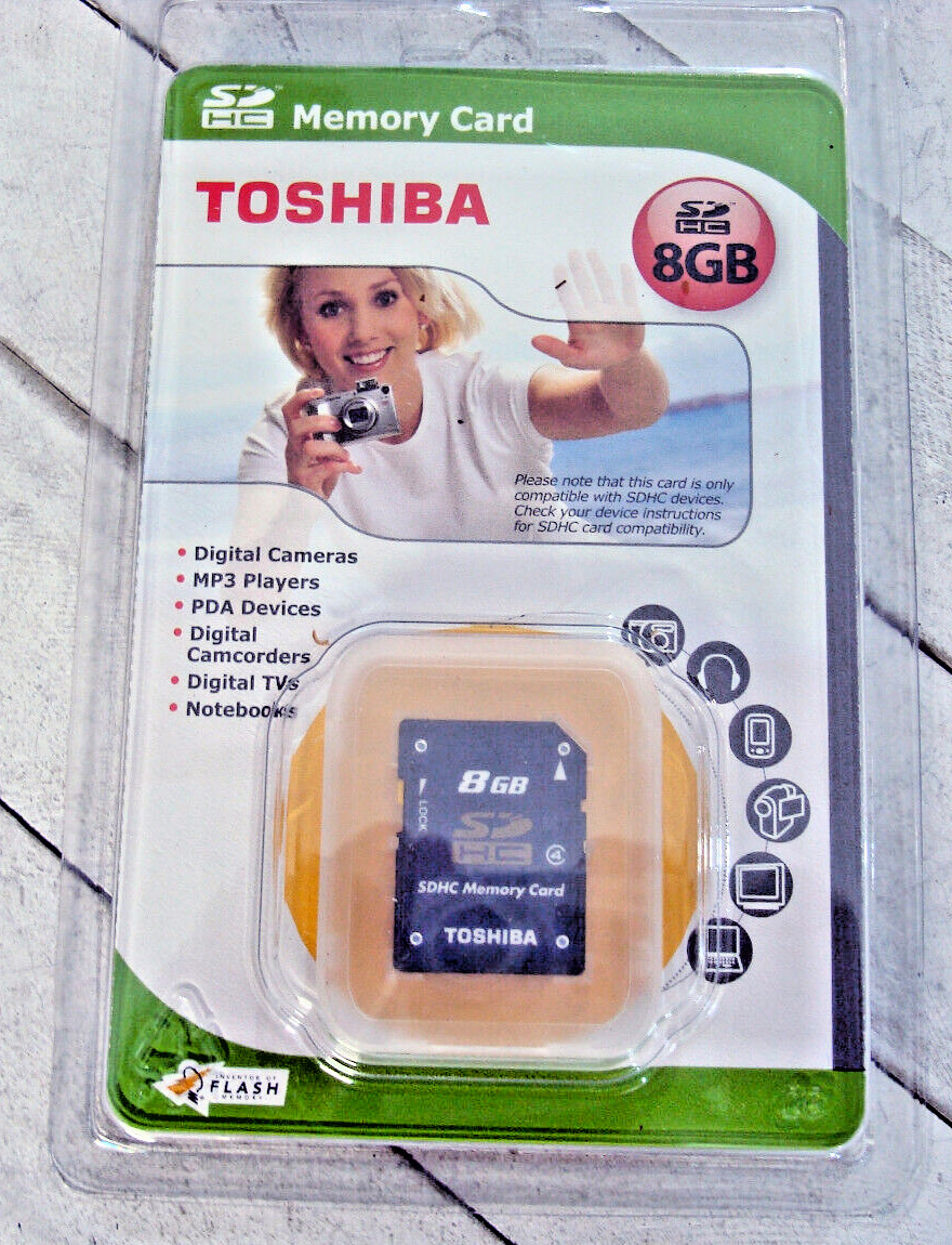 TOSHIBA 8GB SDHC 8-GTR SD Class 4 Memory Card / New  / 100% Genuine