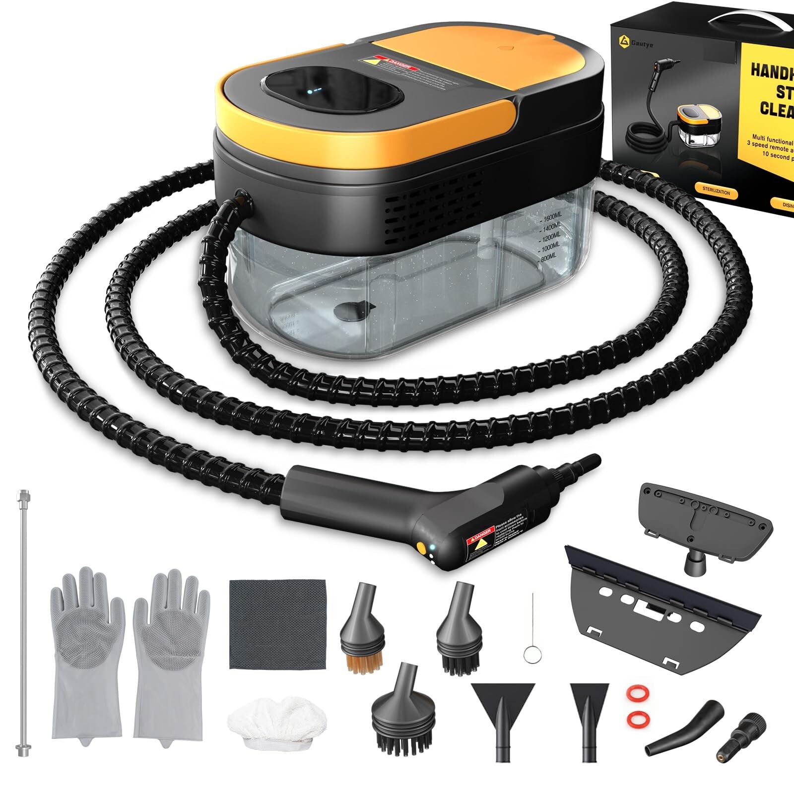 Steam Cleaner, 3-Level Adjustable Handle, 15s Heat-Up, 1.69 Quarts Tank, Port...