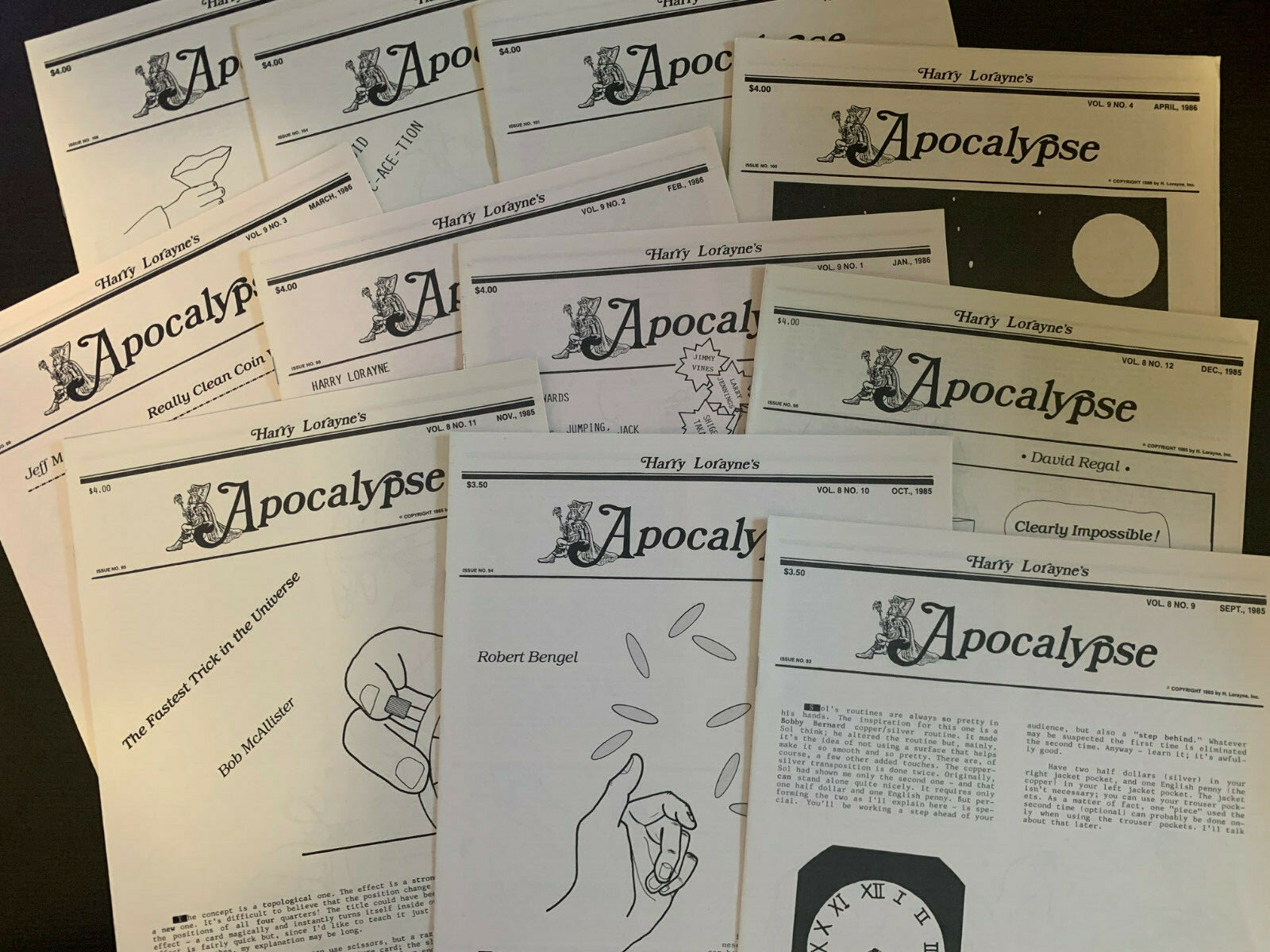 HARRY LORAYNE'S - APOCALYPSE - Magic newsletter -ORIGINAL Individual Issues
