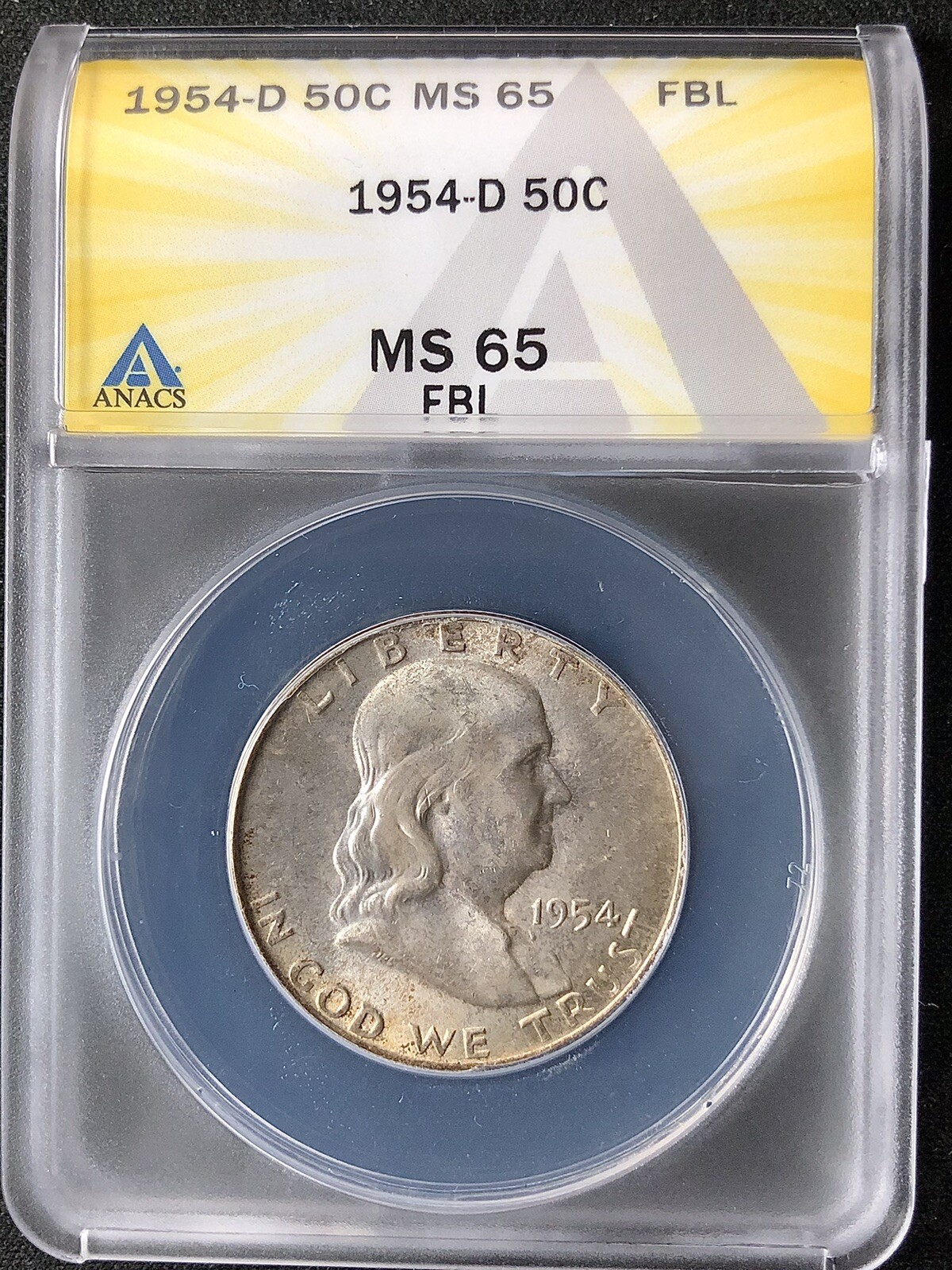 1954-D 50C FBL Franklin Half Dollar ANACS MS65FBL           7128954