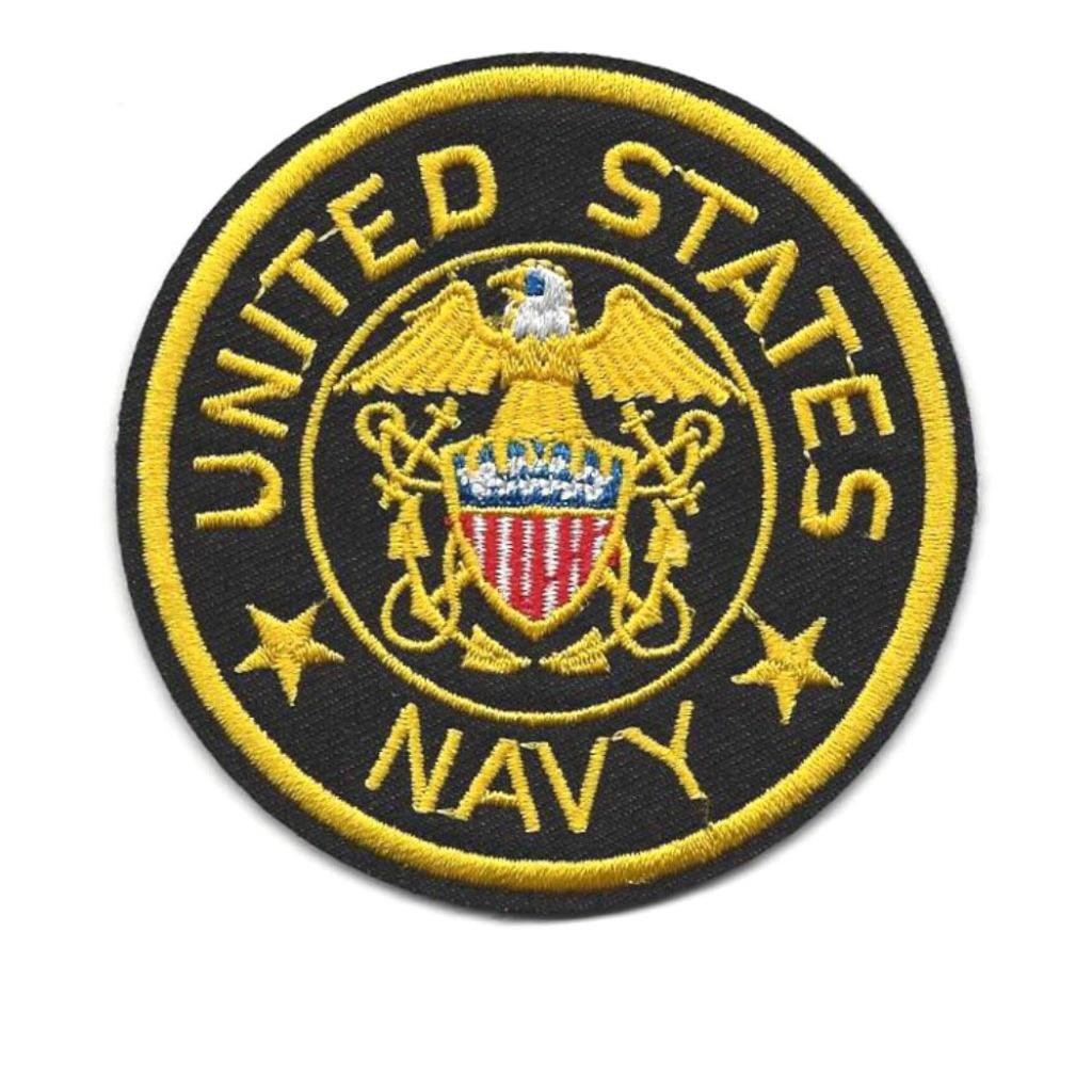 US NAVY IRON ON PATCH 3" Embroidered Applique United States Military Round USA