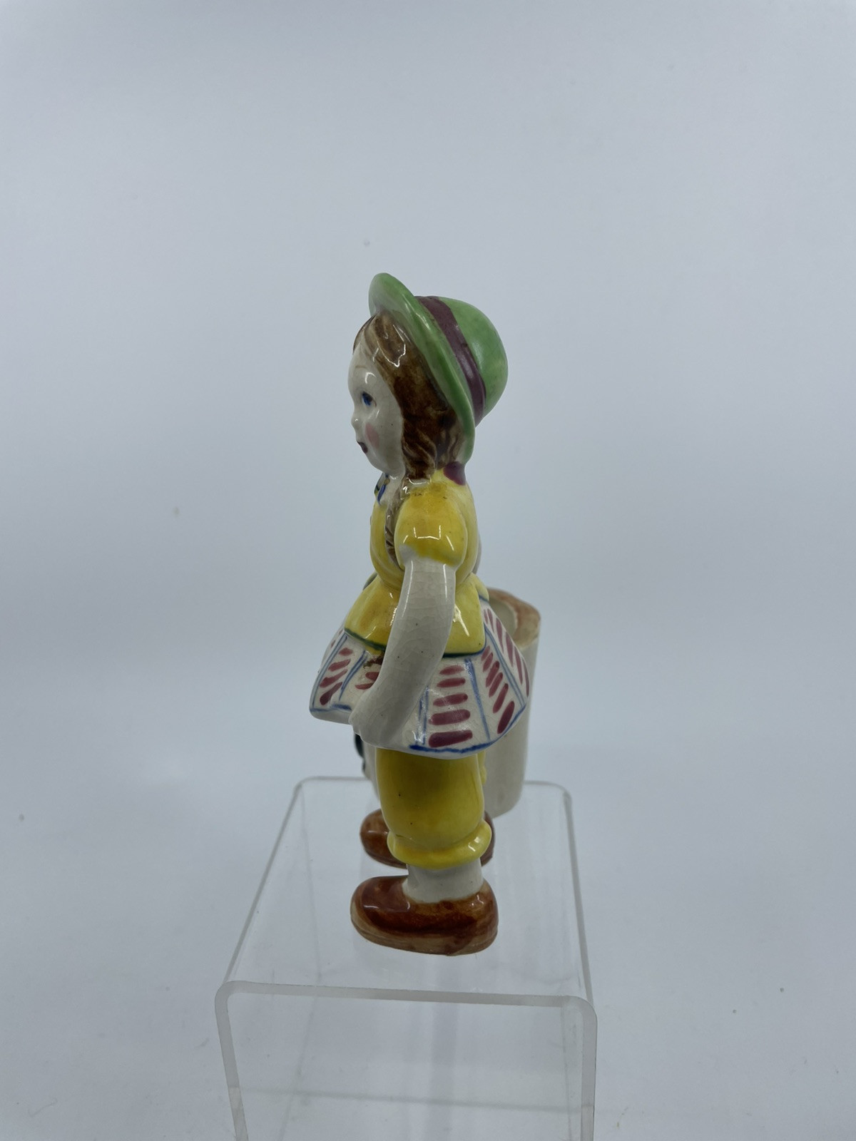 Vintage Planter Girl W/ Dog 6" Occupied Japan Rare Wh5