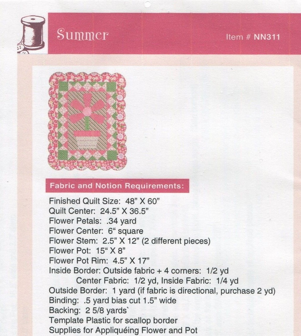 Summer ~ Quilt Quilting Pattern ~ by Nellie's Needle NN311