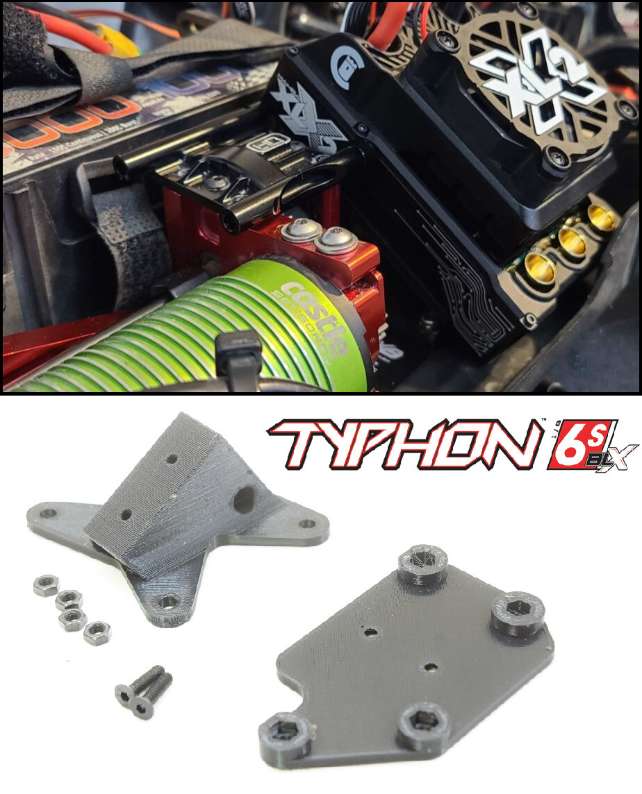 XL Slanted ESC Mount Upgrade for Arrma Typhon 6s - Castle XLX2, Mamba X 8s 12s +