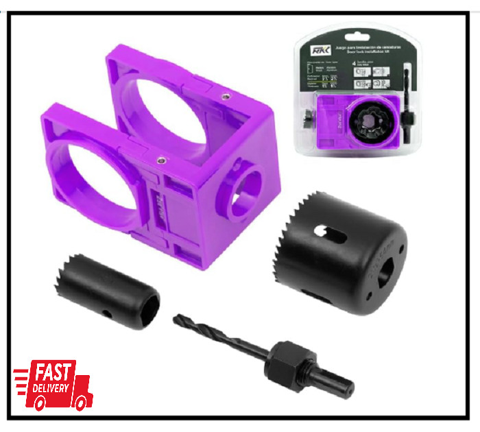Door Knob Hole Saw Kit Deadbolt Installation with Door Knob Jig Kit Door Purple