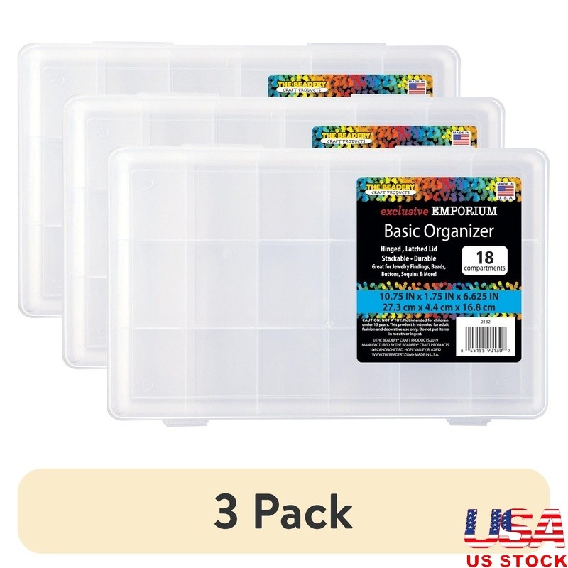 Portable Clear Organizer Box W/ 18 Compartments Crafts Office Fishing Storage US