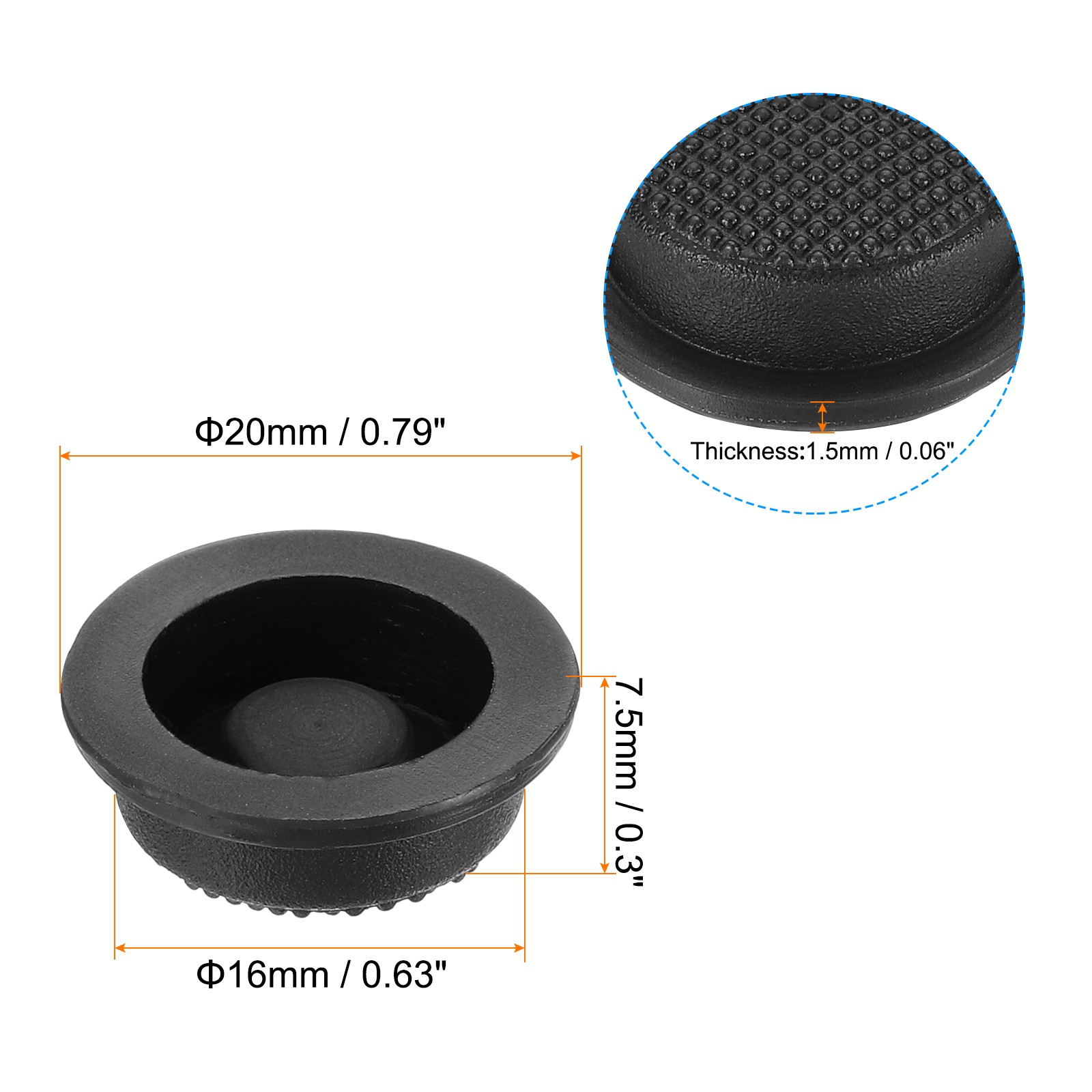 0.63" LED Flashlight Switch Cap, 10 Pcs Silicone Soft Boot Cover, Black