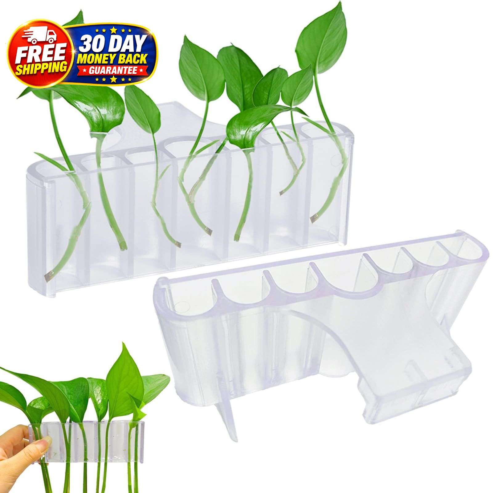 2PC 7 Holes Upgraded Aquarium Plant Holder, Aquatic Plants Transparent-2PC