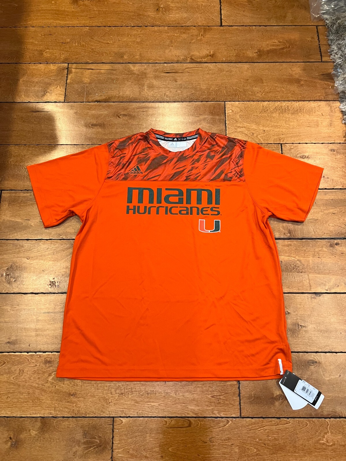 ADIDAS UNIVERSITY MIAMI HURRICANE FOOTBALL CLIMALITE T-SHIRT ORANGE XL NWT