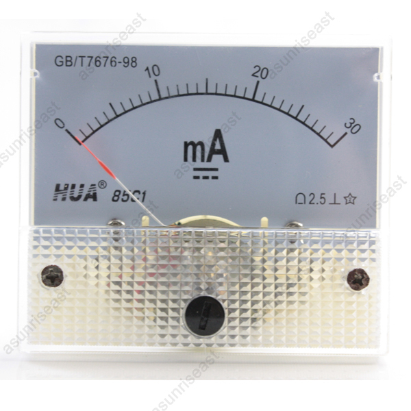 DC 30mA Analog Panel AMP Current Meter Ammeter Gauge 85C1 White 0-30mA DC