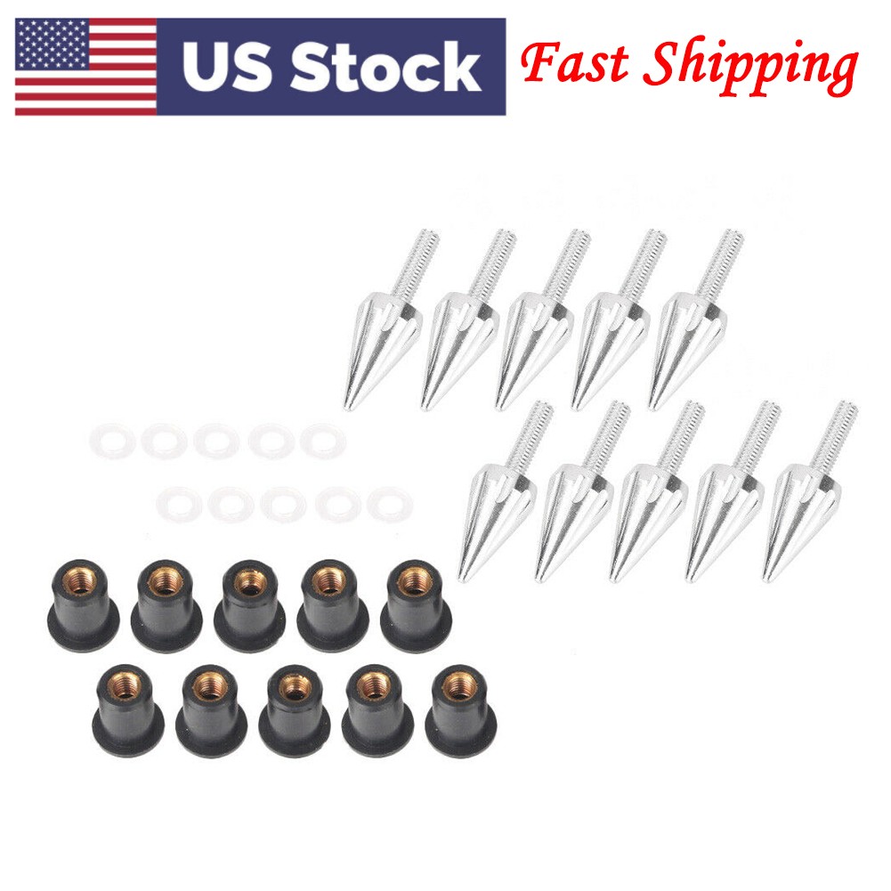 For Aprilia Yamaha BMW Ducati Vespa Alu 10x Spike Windshield Bolt Screw Silver