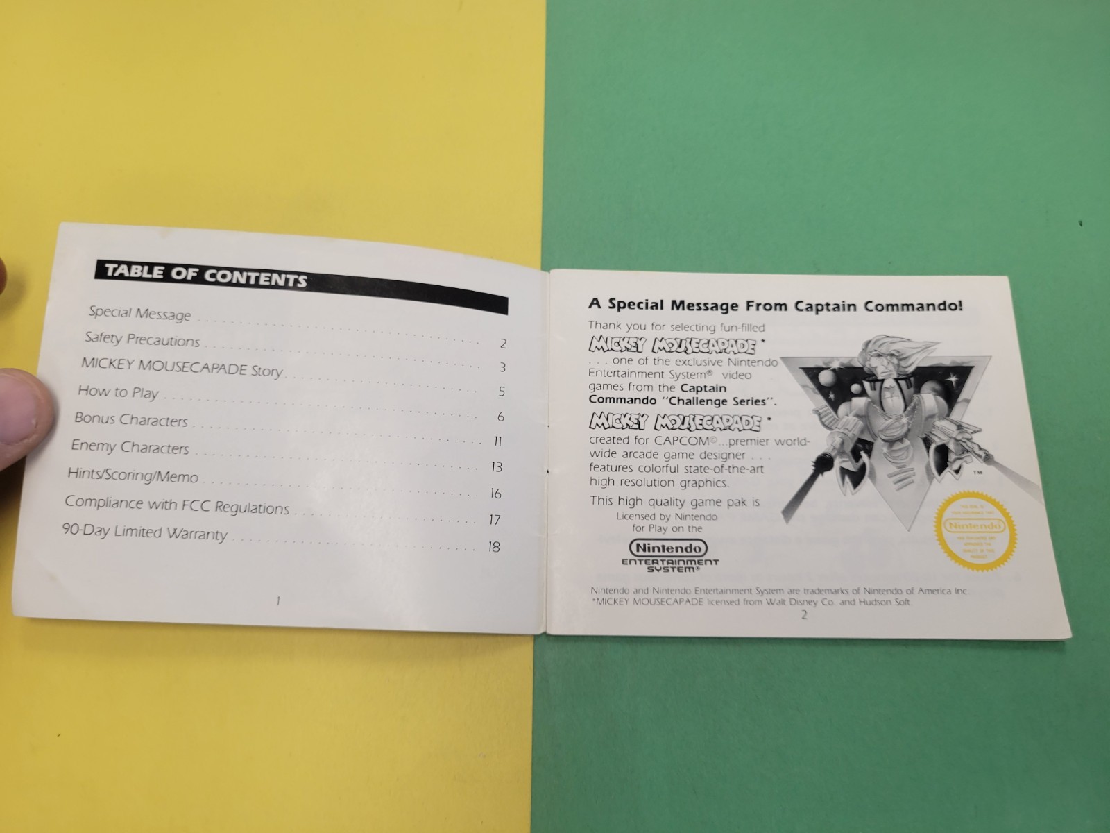 mickey mousecapade nes Manual