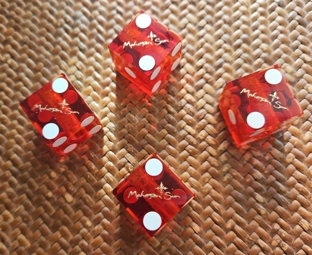 Mohegan Sun Casino Retired Red Dice - Lot of 4 Collectors' Die Dice