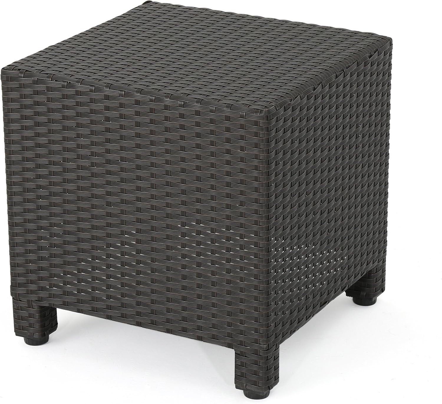 Puerta Outdoor Wicker Side Table, Dark Brown
