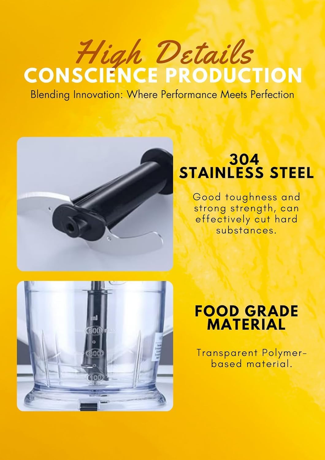 Pro Titanium Reinforced 5 In1 Immersion Hand Blender, Powerful with 80% Sharper