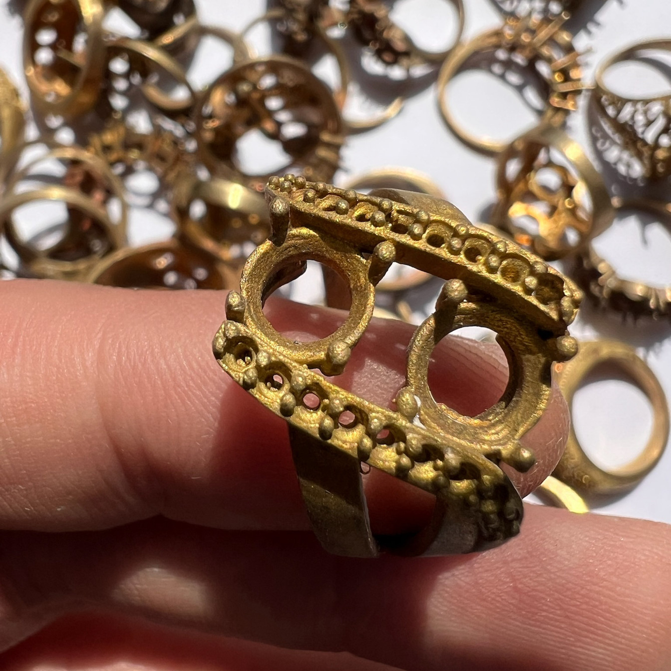 Brass Ring Blank Prong Setting Empty Base DIY Jewelry Crystal Gem Mount