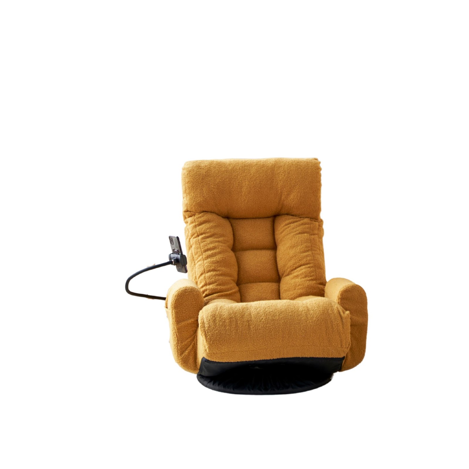 Adjustable Lounge Sofa Chair 360° Rotatable Yellow Cotton