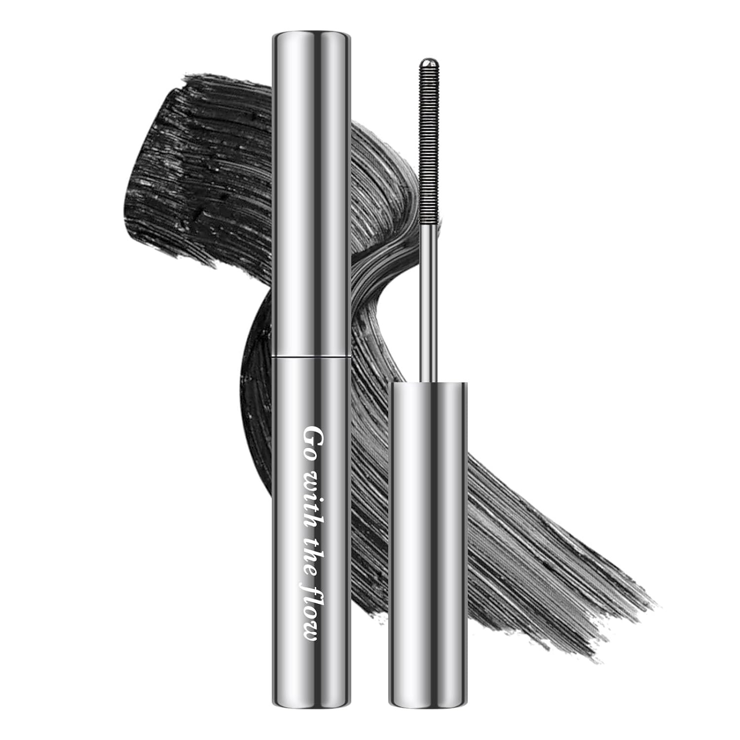Black Washable Metal Mascara Wand, Curling Iron Wand 3D Eyelash Non-Clumping, Sm