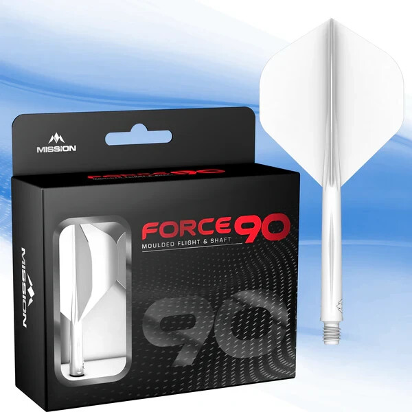 WHITE MEDIUM NO2 MISSION FORCE 90 1 PIECE MOLDED SHAFT & FLIGHT SYSTEM