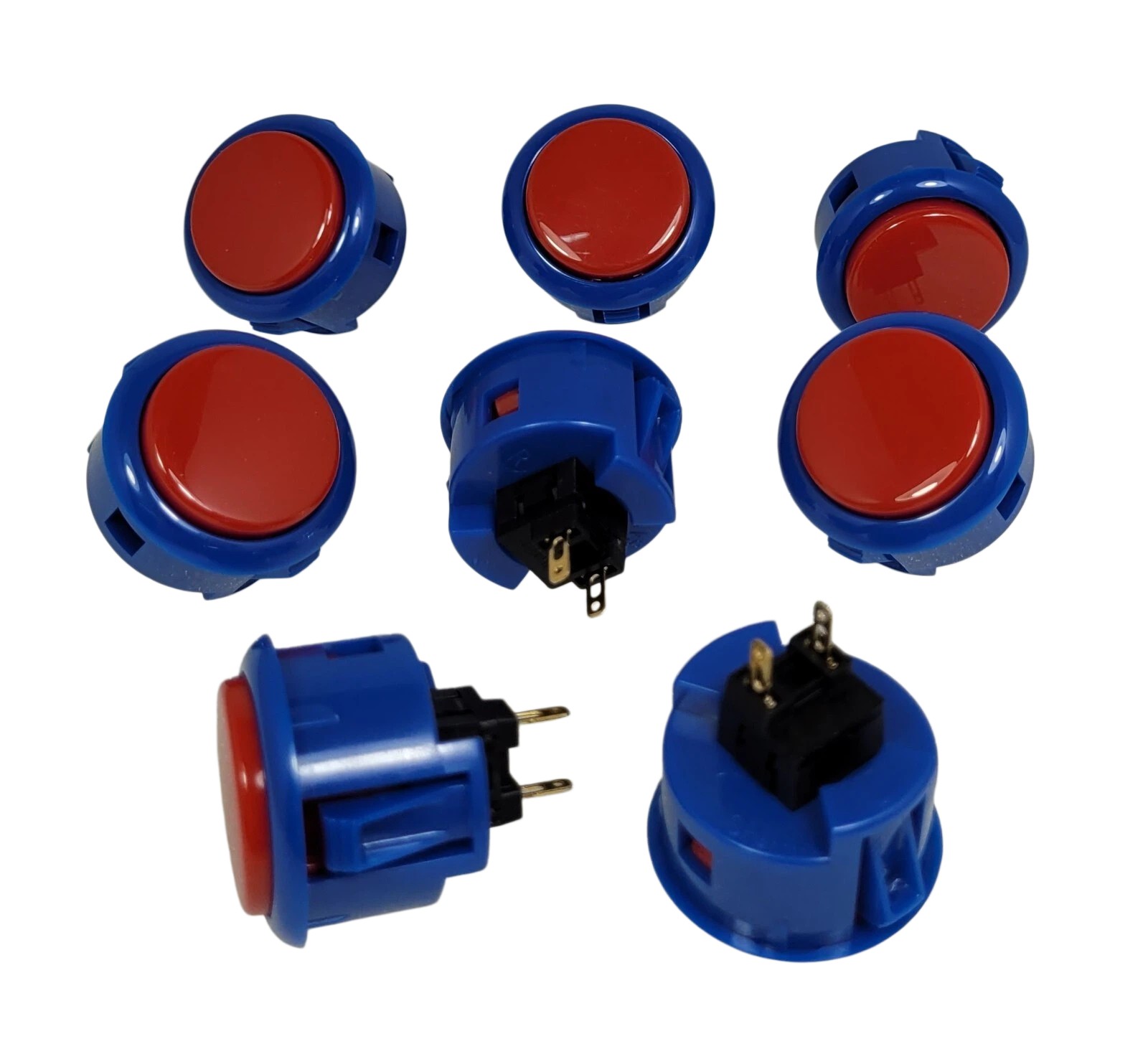 Japan Sanwa Mix Buttons Royal Blue Red x 8 pcs Video Game Arcade Parts OBSF-30