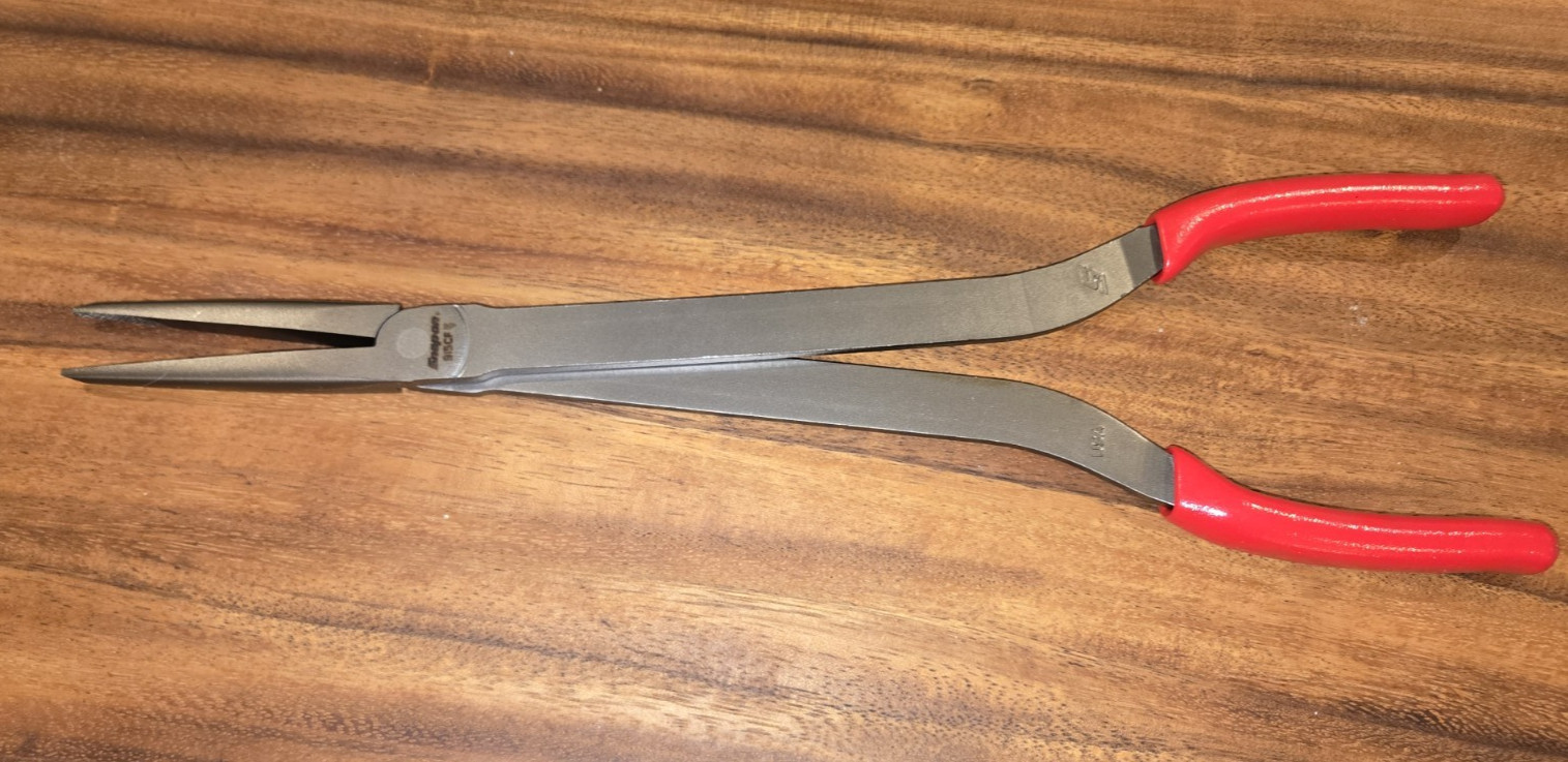 Snap-o 915CF 15" Long-Neck Straight Jaws Needle Nose Pliers "RED"