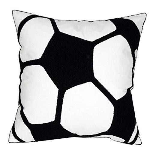 Embroidered Soccer Throw Pillow Cover,Square 18 inch Decorative Soccer-18x18